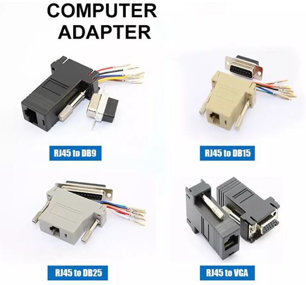DB9 female to RJ45 female serial adapter