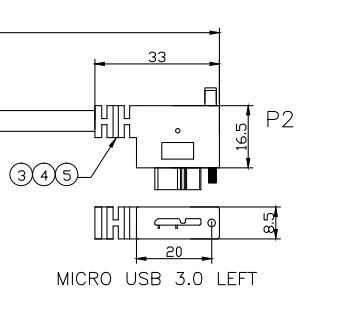 right angle Micro usb 3.0 cable with single screw