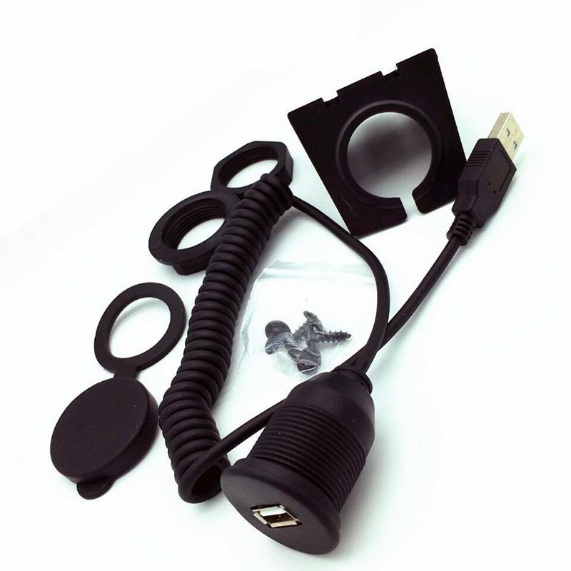 IP67 Waterproof USB 2.0 Panel Mount Connector Sprial Cable