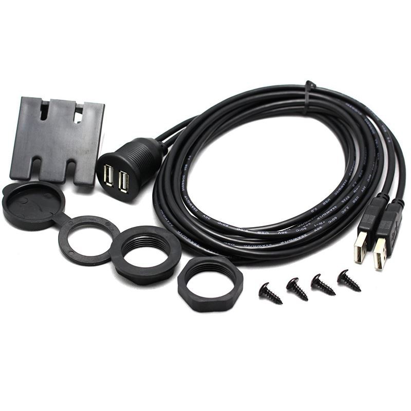 Waterproof Dual USB 2.0 Flush Mount Car Mount Extension Cable