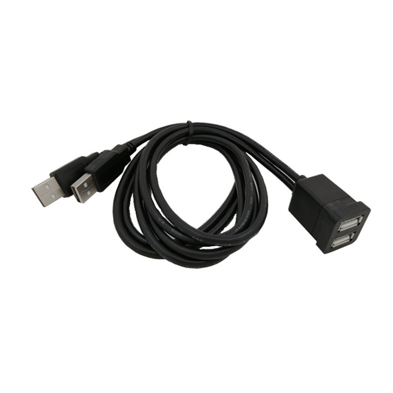 Dual USB 2.0 Male to USB 2.0 Female Cable With Flush Mount Panel