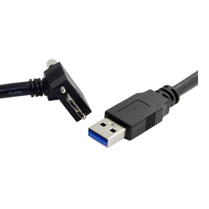 45 Degree Angled Micro USB Screw Mount to USB 3.0 Cable