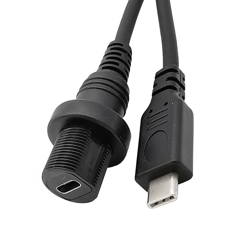 USB 3.1 Type-C Male to Female Flush Panel Mount Cable