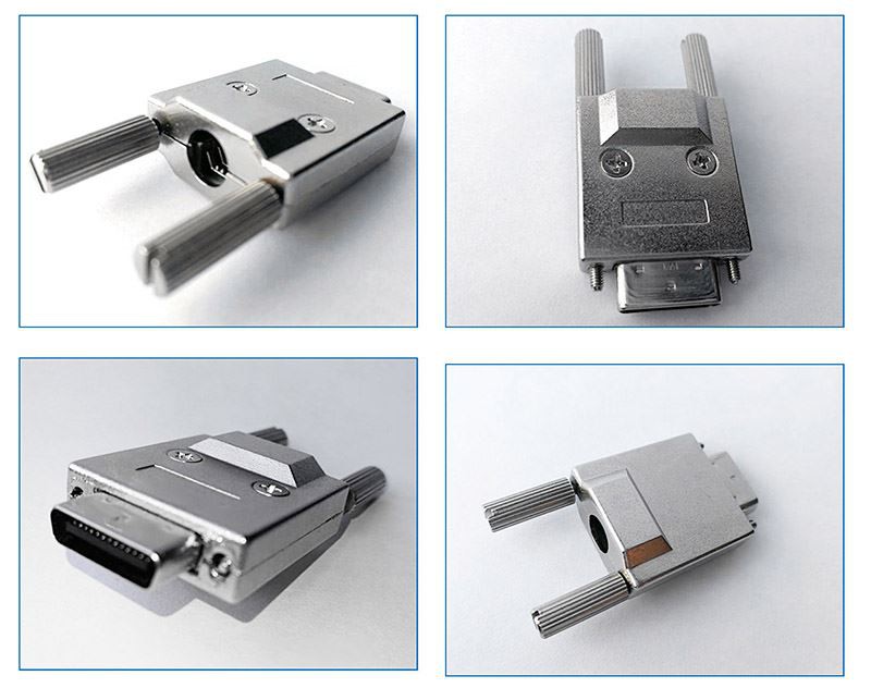 Solder type VHDCI 26 Pin male connector with screw and metal hood