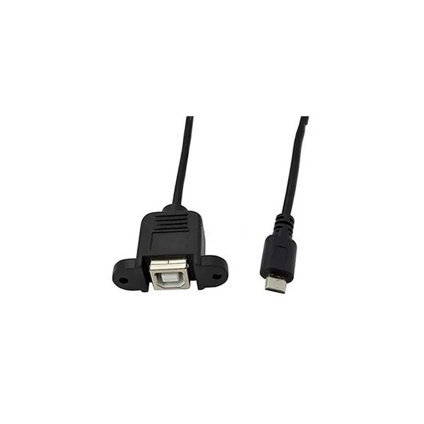 Micro USB Male to USB B Female Panel Mount Cable with Screws