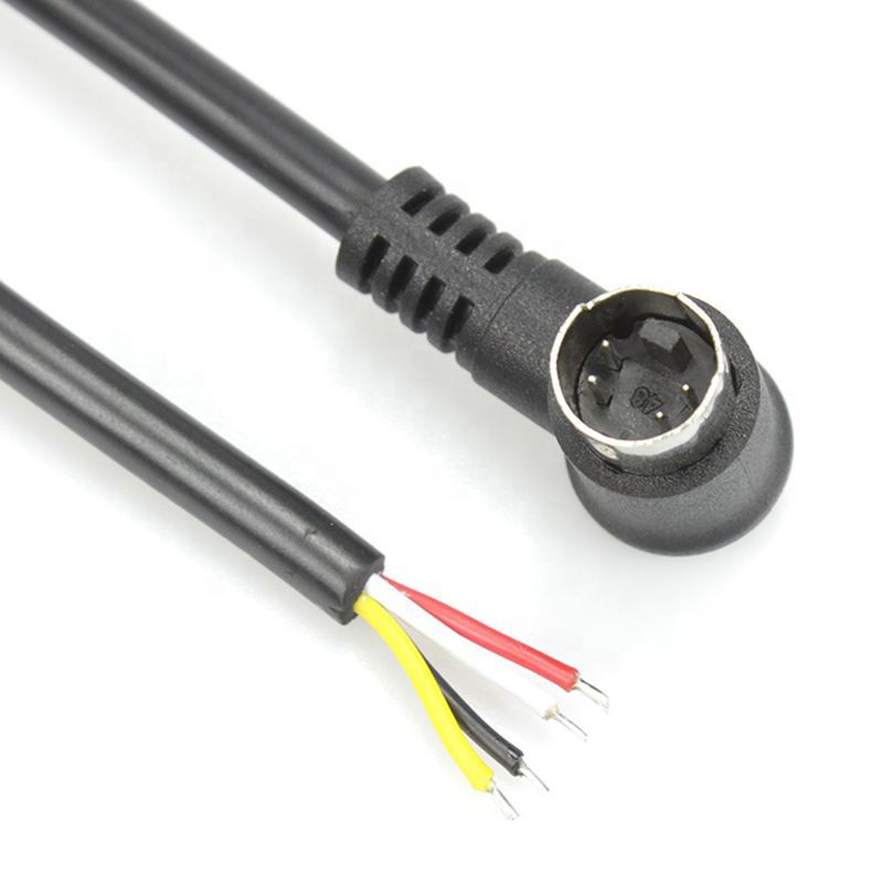 90 degree right angle Mini Din 4 pin male to open end Pigtail Audio Cable