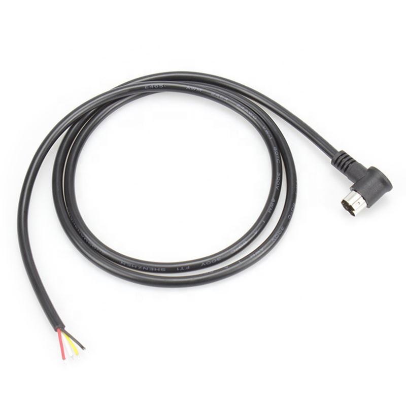 Right Angle 4 core mini din 4 pin audio video open Cable