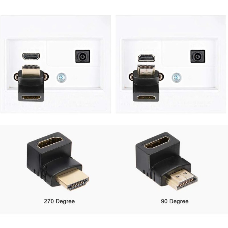 L type HDMI M to F right up angle Coupler Adapter
