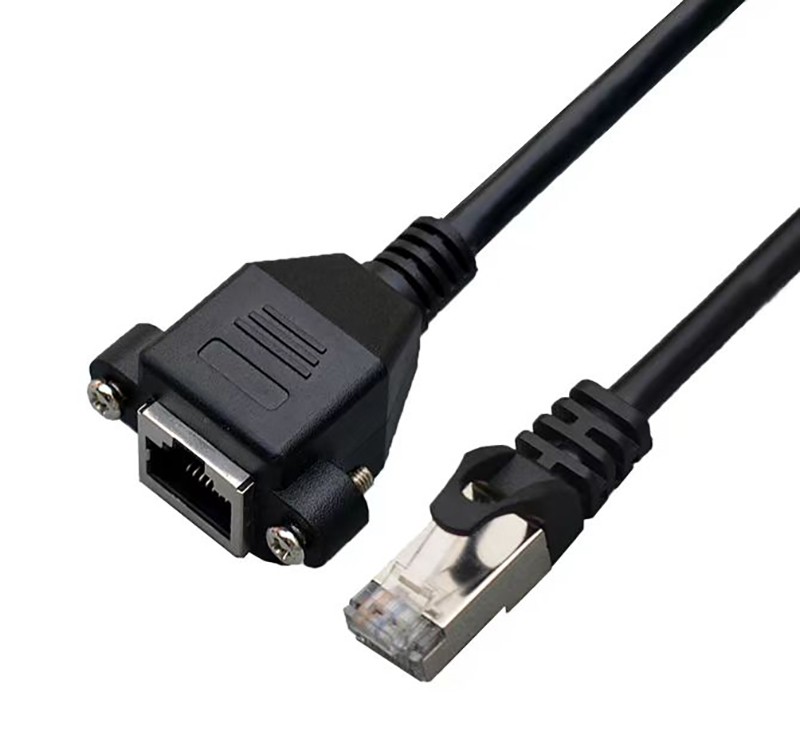 Cat5e RJ45 Ethernet round panel mount extension cable Cat5e RJ45 Ethernet round panel mount extension cable