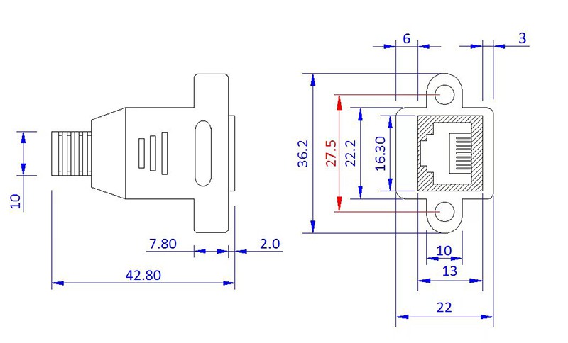 Cat5e panel mount ethernet extension cable Cat5e panel mount ethernet extension cable