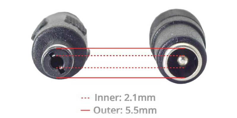 DC55 x 21mm connector Size DC55 x 21mm connector Size
