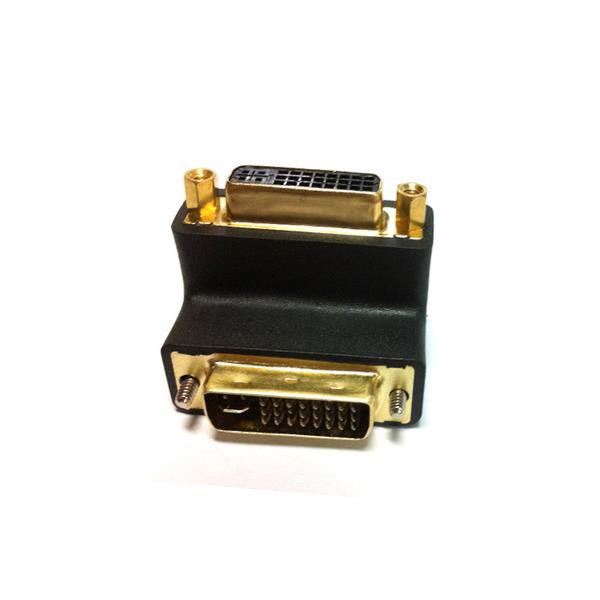 90 degree angle DVI-I male to female video adapter