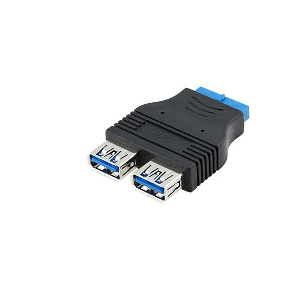 Dual USB 3.0 A Type Female To 20 Pin Header Female Adapter