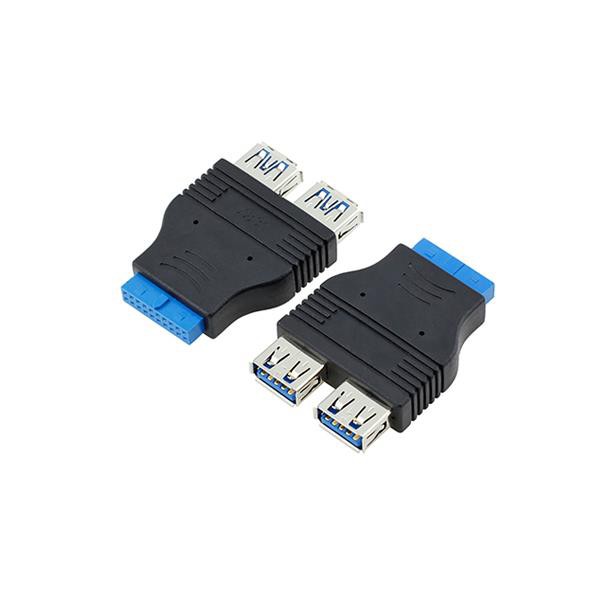 Dual USB 3.0 A Type Female To 20 Pin Header Female Adapter