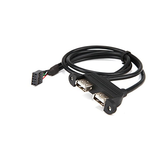 Panel Mount Dual USB 2.0 A Female To 9 Pin Header Cable