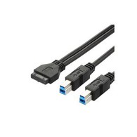 Dual USB 3.0 Type-B To USB 3.0 1 20-Pin Motherboard Cable