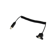 USB 2.0 B Female Panel Mount To B Male Coiled Spiral Cable