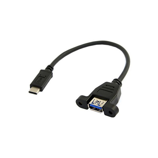 USB Type-C Male To USB 3.0 Type-A Female Panel Mount Cable
