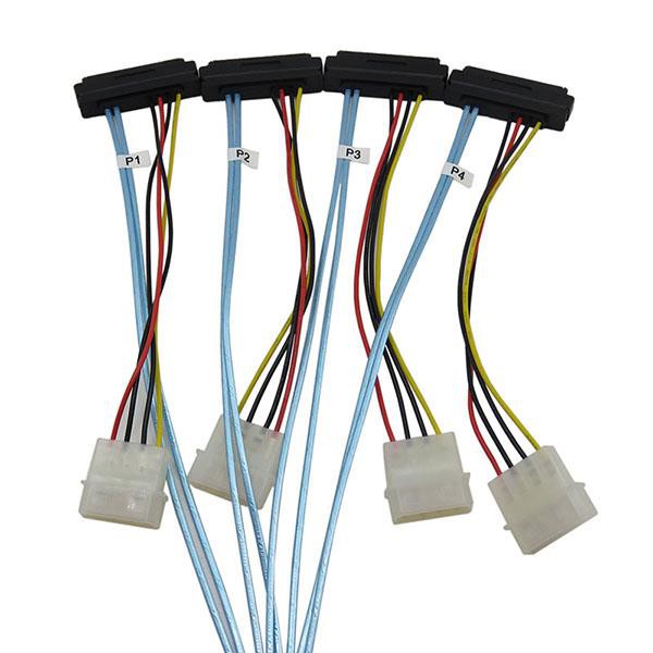 Internal Mini-SAS 36-Pin (SFF-8087) to 4 SAS 29-Pin (SFF-8482) Data + Power