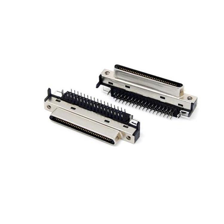 Header Right Angle VHDCI 68 Pin Female SCSI Connector With Screw