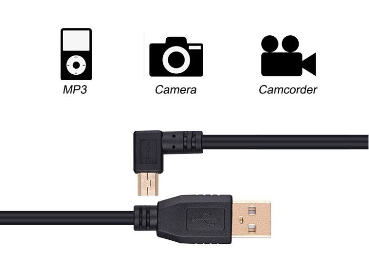 USB 2.0 A to 90 degree mini 5 pin Sony Camera Cable