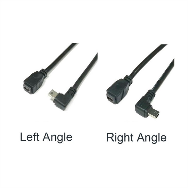 Mini USB2.0 5Pin right Direct Angled Male to Female Cable