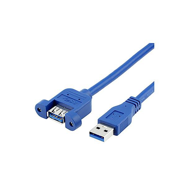 USB 3.0 Type A Male To Panel Mount Type A Female Extension Cable With Screw L...