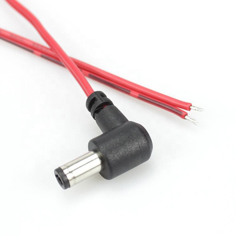 Right Angle 5.5mm X 2.1mm 90 Degree DC Plug To Bare Wire Cable For Wireless I...