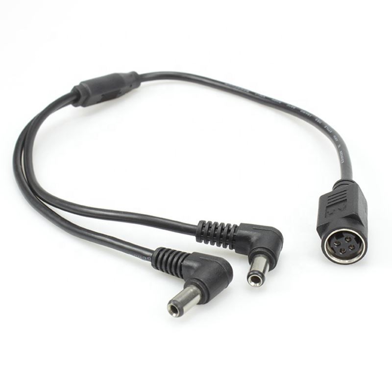 Din 4 Pin Male To 2 Ports 90 Degree DC5.5x2.5mm Power Cable