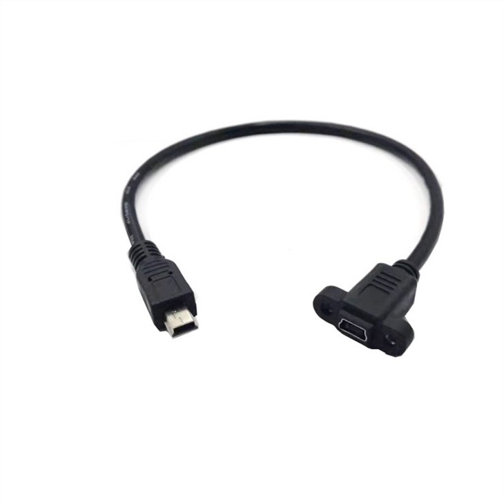 Panel Mount Mini USB 5Pin Male to Female Cable with Screw