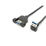 Down Angle USB 3.0 A Male To Panel Mount A Female Cable
