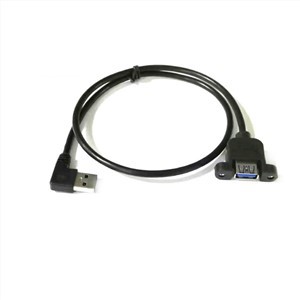 Left Angled USB 3.0 Male To Female Panel Mount Cable