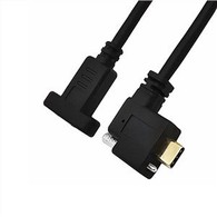 Right Angle USB-C Male To Female Panel Mount Cable With Screw