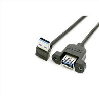 USB 3.0 A Female Jack Panel Mount To Male Up Angled Cable