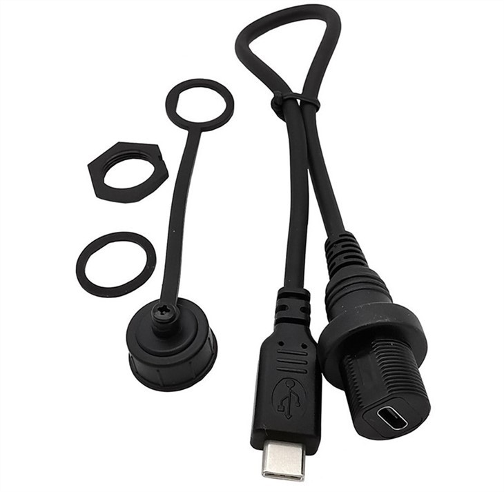 USB3.1 type c IP 67 Male to Female Panel Mount WaterProof Cable