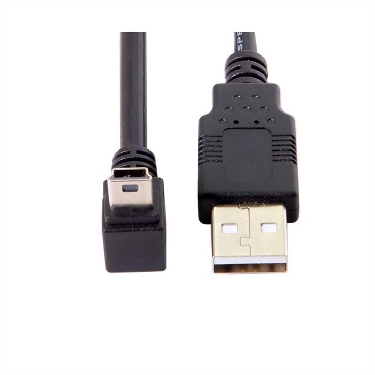 USB2.0 A to 90 degree Down Angle Mini B 5 pin Cable