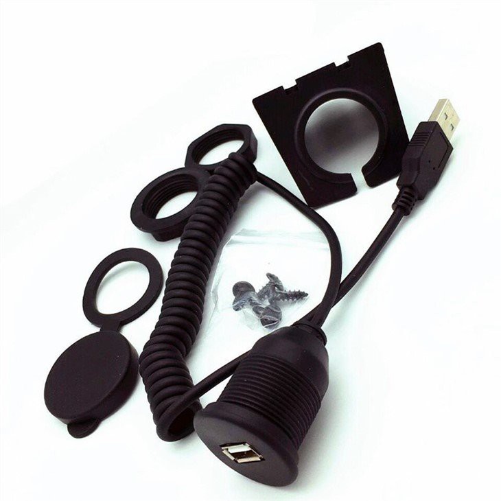 IP67 Waterproof USB 2.0 Panel Mount Connector Sprial Cable