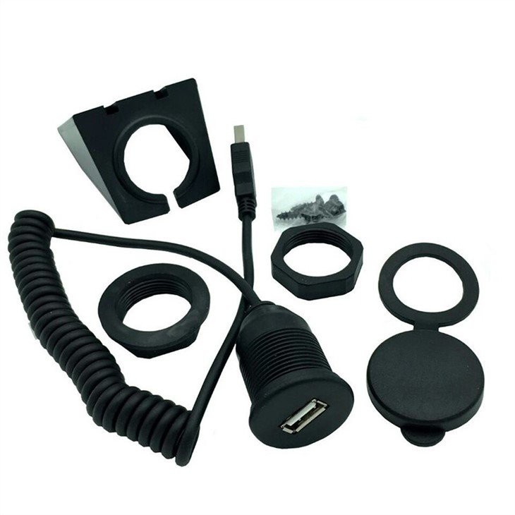 Waterproof USB 2.0 Car Dashboard Flush Mount Sprial Cable
