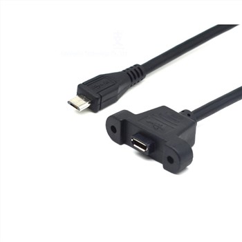 Micro USB 2.0 Male To Female Extension Cable With Screws Panel Mount Hole