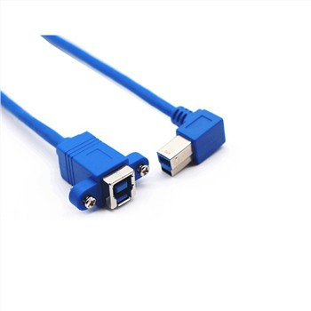 90 Degree Angled USB 3.0 Type B Male To Female Cable With Panel Mount Screw H...