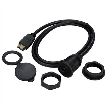 HDMI Waterproof Panel Mount Male To Female Cable For Truck Boat Motorcycle Da...
